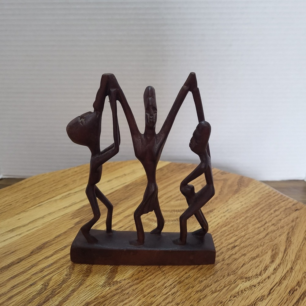 VTG Hand Carved Wooden Wood Sculpture Statue Mother Children African Tribal